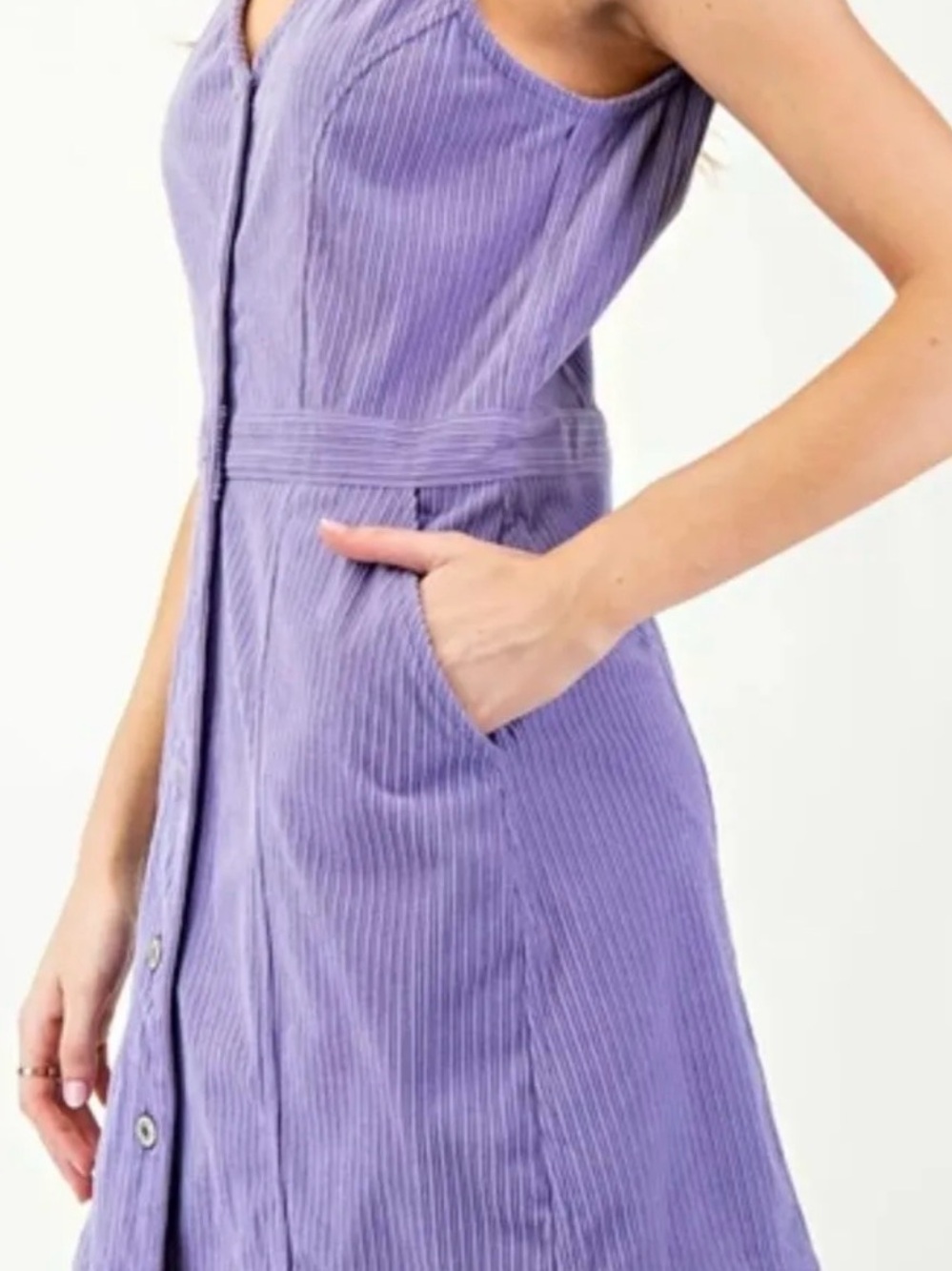 eesome Lavender Button-Front Midi Dress